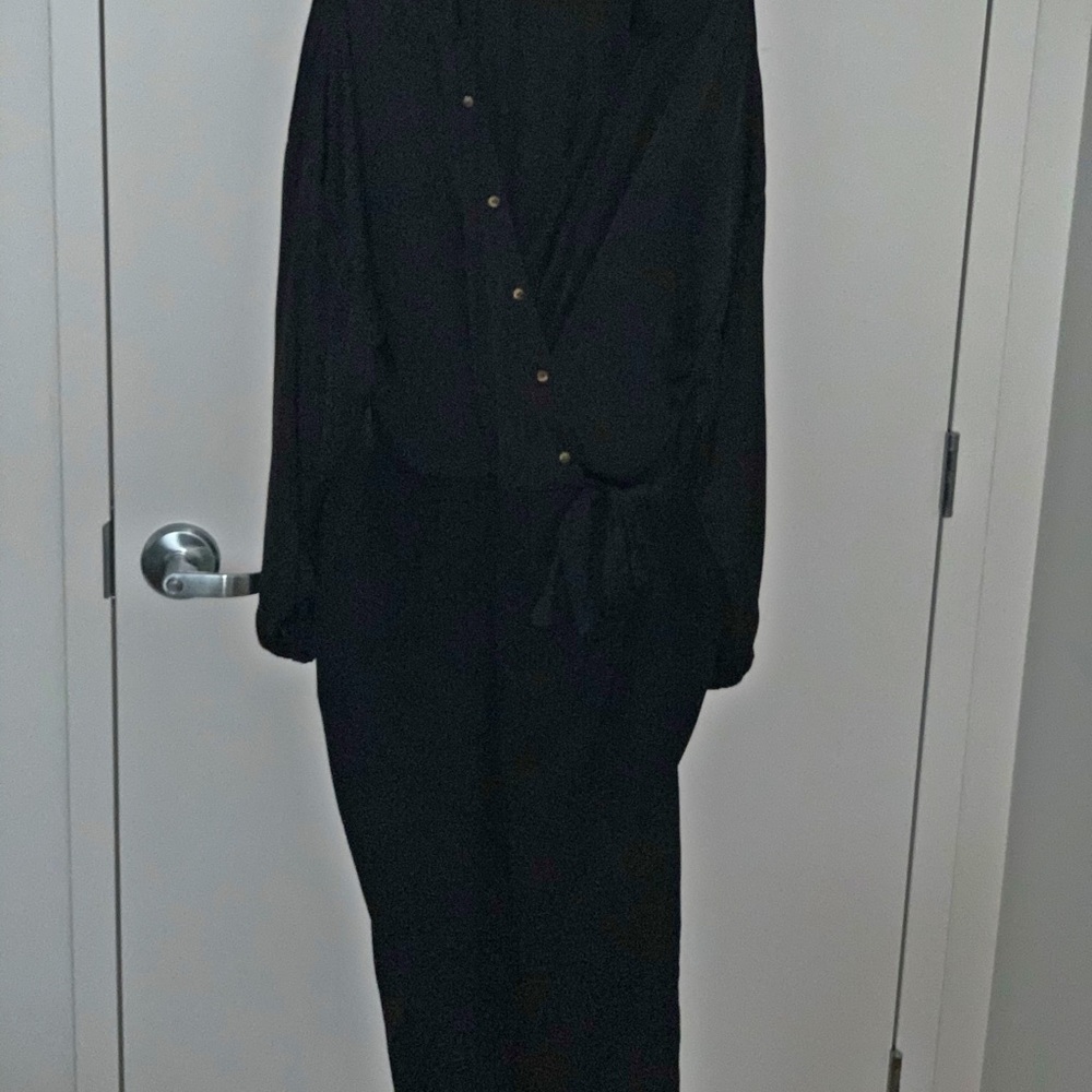 Deep V Black Pencil Skirt Dress - Picture 2 of 5